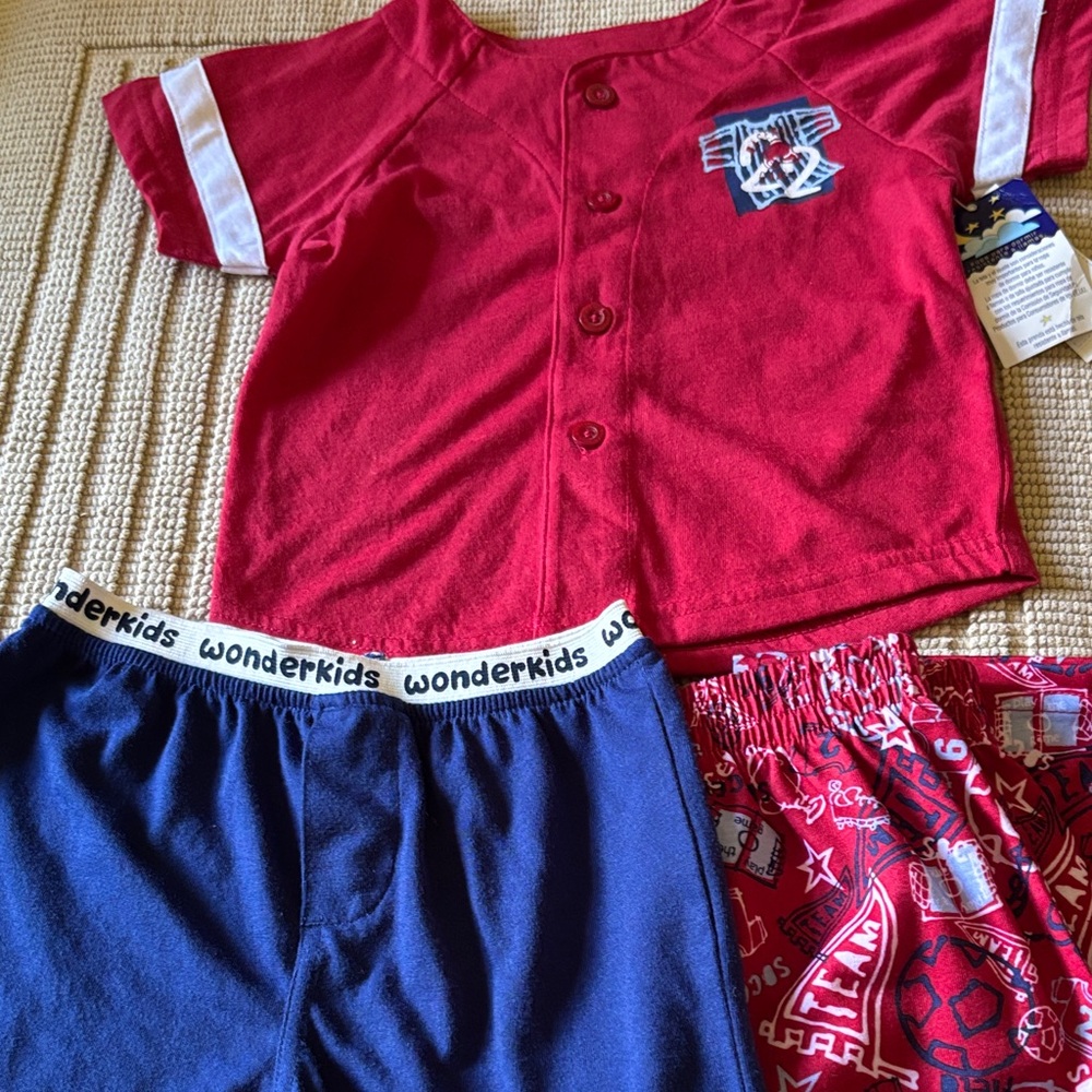 Pajamas Soccer 3 pc infant boys new size 18 months polyester Wonderkids